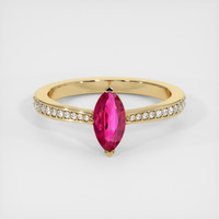 0.80 Ct. Ruby Ring, 18K Yellow Gold 1