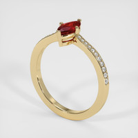 0.58 Ct. Ruby Ring, 18K Yellow Gold 2