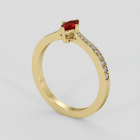 0.23 Ct. Ruby Ring, 18K Yellow Gold 2