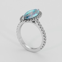 1.73 Ct. Multi Color Crystal Opal (Jelly Opal) Ring, Platinum 950 2