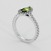 1.30 Ct. Green Sapphire Ring, 14K White Gold 2
