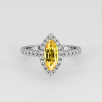 1.29 Ct. Yellow Sapphire Ring, 18K White Gold 1