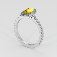 1.29 Ct. Yellow Sapphire Ring, 18K White Gold 2