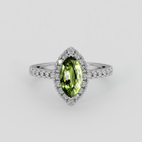 1.30 Ct. Green Sapphire Ring, 18K White Gold 1