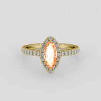 1.00 Ct. Padparadscha Sapphire Ring, 14K Yellow Gold 1