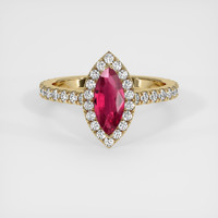 0.82 Ct. Ruby Ring, 18K Yellow Gold 1
