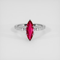 1.35 Ct. Purplish Red Ruby Ring, Platinum 950 1