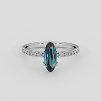 2.02 Ct. Greenish Blue Sapphire Ring, Platinum 950 1