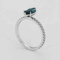 2.11 Ct. Greenish Blue Sapphire Ring, Platinum 950 2
