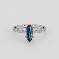 2.02 Ct. Greenish Blue Sapphire Ring, 10K White Gold 1