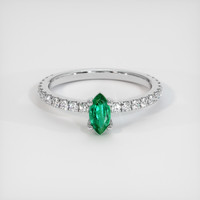 Pave Emerald Ring 0.31 Ct., 18K White Gold Preview