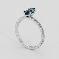 2.02 Ct. Greenish Blue Sapphire Ring, 18K White Gold 2
