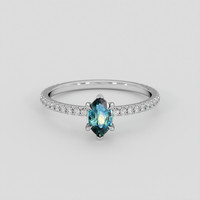 0.97 Ct. Bluish Green Sapphire Ring, 18K White Gold 1