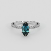 2.11 Ct. Greenish Blue Sapphire Ring, 18K White Gold 1