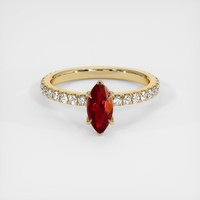 0.76 Ct. Ruby Ring, 14K Yellow Gold 1