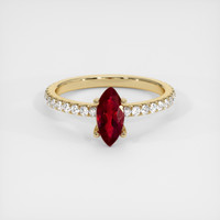 0.58 Ct. Ruby Ring, 14K Yellow Gold 1