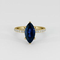 3.53 Ct. Blue Sapphire Ring, 14K Yellow Gold 1