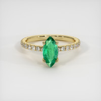 0.92 Ct. Emerald Ring, 18K Yellow Gold 1