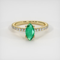 0.70 Ct. Emerald Ring, 18K Yellow Gold 1