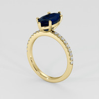 3.53 Ct. Blue Sapphire Ring, 18K Yellow Gold 2
