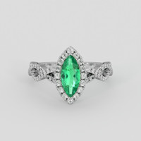0.66 Ct. Emerald Ring, Platinum 950 1