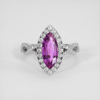 1.81 Ct. Purple Sapphire Ring, 18K White Gold 1