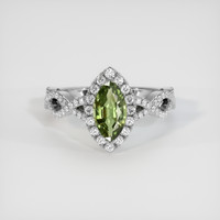 1.40 Ct. Yellowish Green Sapphire Ring, 18K White Gold 1