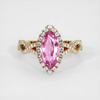 1.95 Ct. Purplish Pink Sapphire Ring, 18K Yellow Gold 1