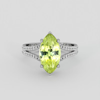 5.40 Ct. Yellowish Green Sapphire Ring, 14K White Gold 1