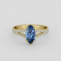 1.20 Ct. Blue Sapphire Ring, 10K Yellow Gold 1