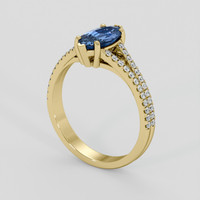 1.20 Ct. Blue Sapphire Ring, 10K Yellow Gold 2