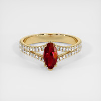 0.76 Ct. Ruby Ring, 14K Yellow Gold 1