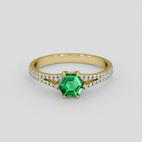 0.49 Ct. Emerald Ring, 18K Yellow Gold 1