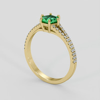0.49 Ct. Emerald Ring, 18K Yellow Gold 2