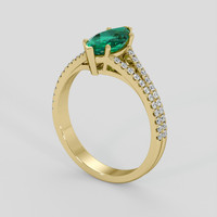 0.87 Ct. Emerald Ring, 18K Yellow Gold 2
