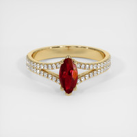 0.76 Ct. Ruby Ring, 18K Yellow Gold 1