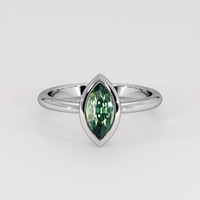 1.34 Ct. Bluish Green Sapphire Ring, 14K White Gold 1