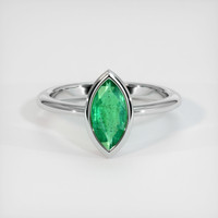 0.92 Ct. Emerald Ring, 18K White Gold 1