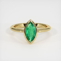 0.92 Ct. Emerald Ring, 18K Yellow Gold 1