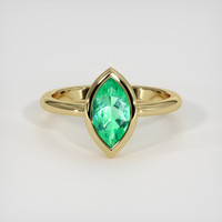 0.91 Ct. Emerald Ring, 18K Yellow Gold 1