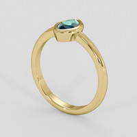 0.97 Ct. Bluish Green Sapphire Ring, 18K Yellow Gold 2