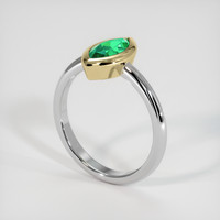 0.91 Ct. Emerald Ring, 18K Yellow & White 2