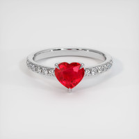1.03 Ct. Pinkish Red Ruby Ring, 10K White Gold 1