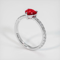 1.03 Ct. Pinkish Red Ruby Ring, 10K White Gold 2