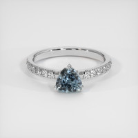 0.88 Ct. Greenish Blue Sapphire Ring, 10K White Gold 1