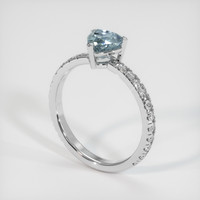 0.88 Ct. Greenish Blue Sapphire Ring, 10K White Gold 2