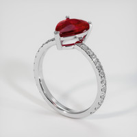 2.09 Ct. Ruby Ring, 14K White Gold 2