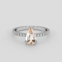 1.09 Ct. Peach Sapphire Ring, 14K White Gold 1