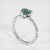 1.72 Ct. Bluish Green Sapphire Ring, 14K White Gold 2