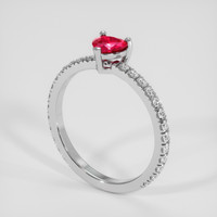 0.46 Ct. Pinkish Red Ruby Ring, 18K White Gold 2
